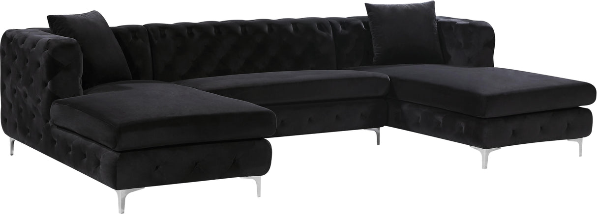 Gail Black Velvet 3pc. Sectional