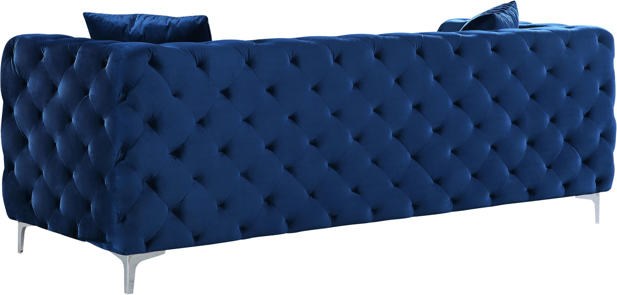 Scarlett Navy Velvet Sofa - galleria furniture outlet
