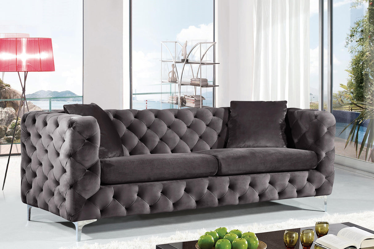 Scarlett Grey Velvet Sofa - galleria furniture outlet