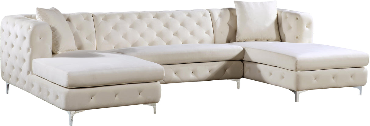 Gail Cream Velvet 3pc. Sectional