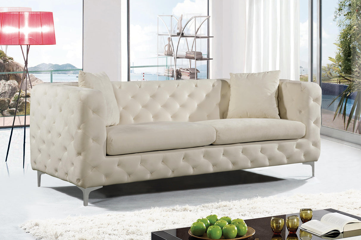 Scarlett Cream Velvet Sofa - galleria furniture outlet