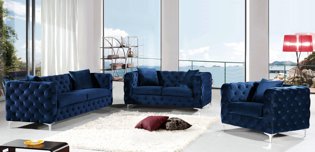 Scarlett Navy Velvet Sofa - galleria furniture outlet