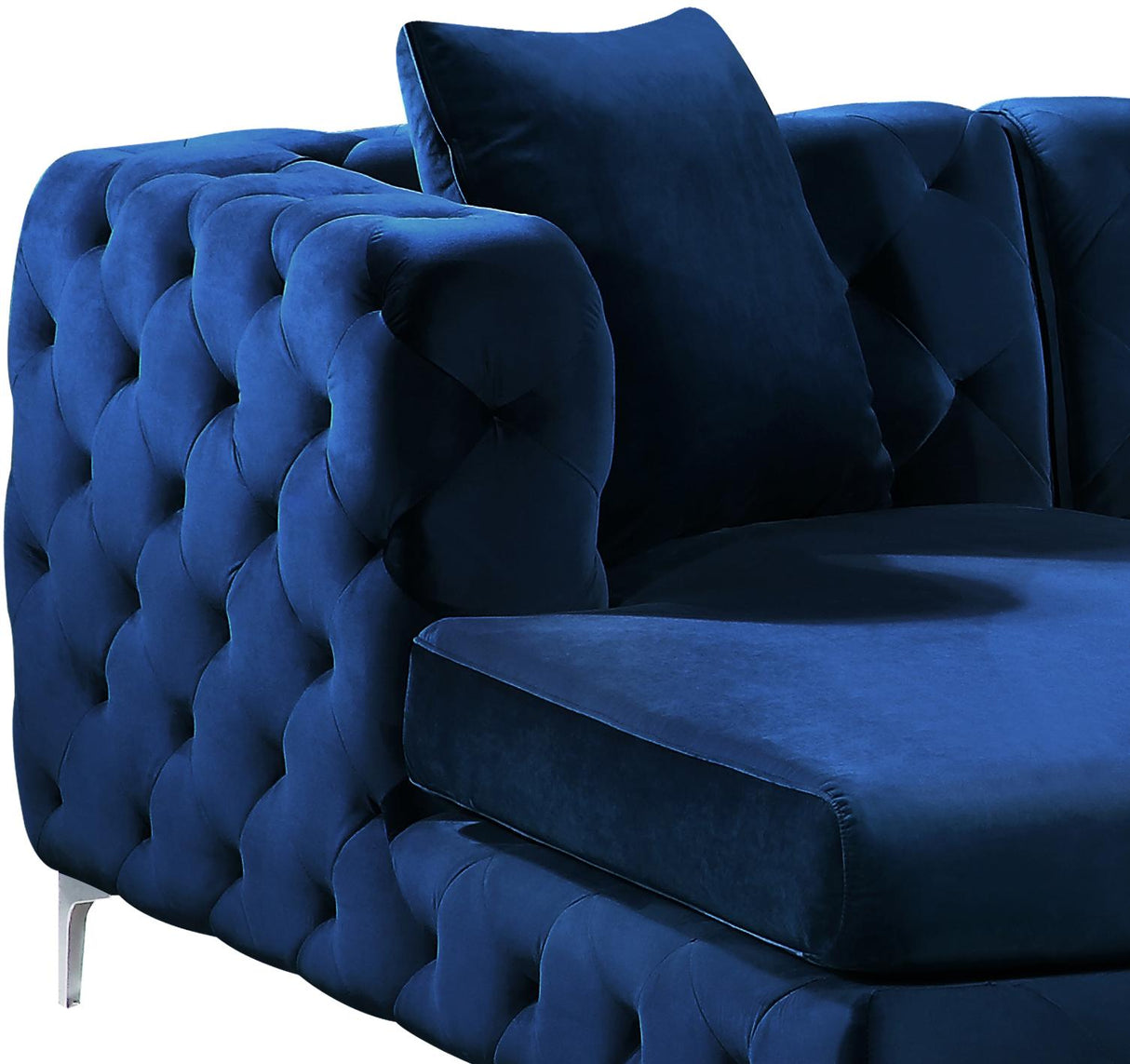 Gail Navy Velvet 3pc. Sectional - galleria furniture outlet