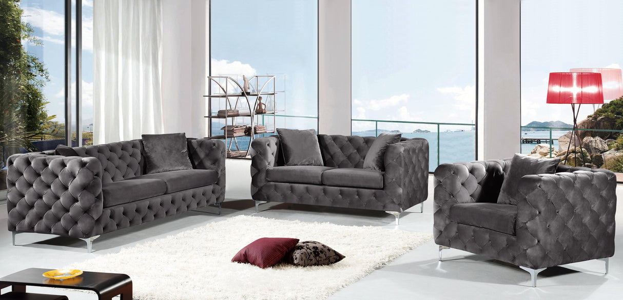 Scarlett Grey Velvet Sofa - galleria furniture outlet