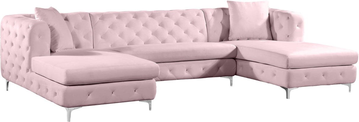 Gail Pink Velvet 3pc. Sectional