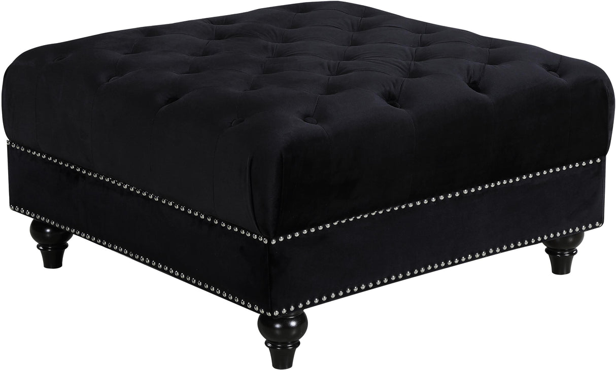 Sabrina Black Velvet Ottoman - galleria furniture outlet