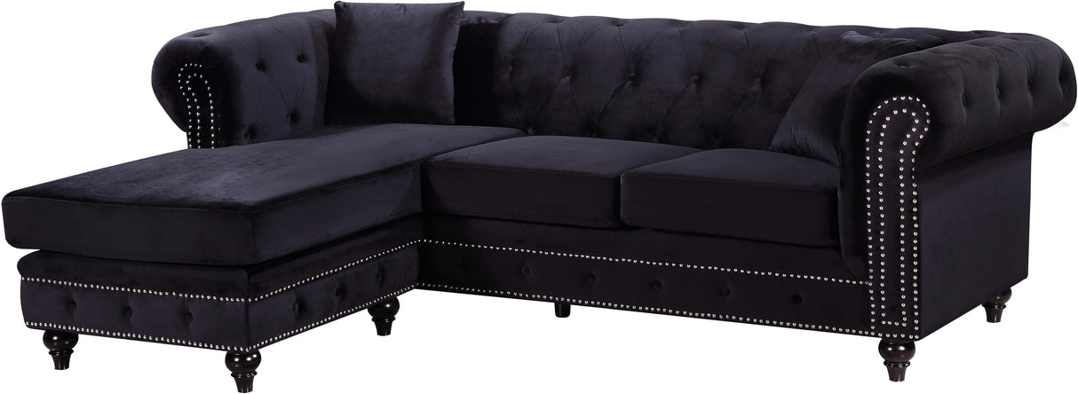 Sabrina Black Velvet 2pc. Reversible Sectional - galleria furniture outlet