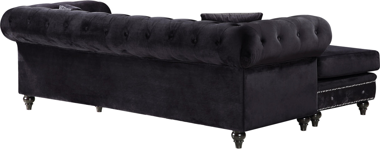 Sabrina Black Velvet 2pc. Reversible Sectional - galleria furniture outlet