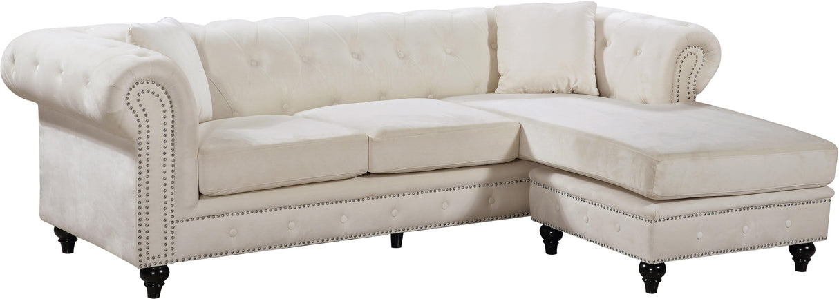 Sabrina Cream Velvet 2pc. Reversible Sectional