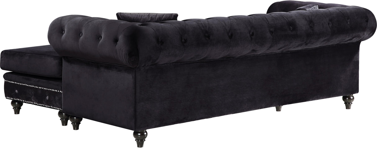 Sabrina Black Velvet 2pc. Reversible Sectional - galleria furniture outlet