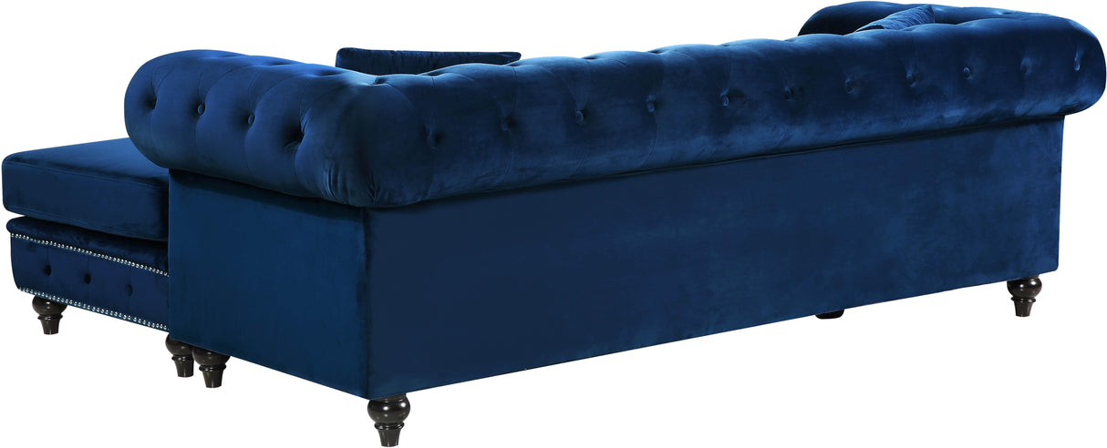Sabrina Navy Velvet 2pc. Reversible Sectional - galleria furniture outlet
