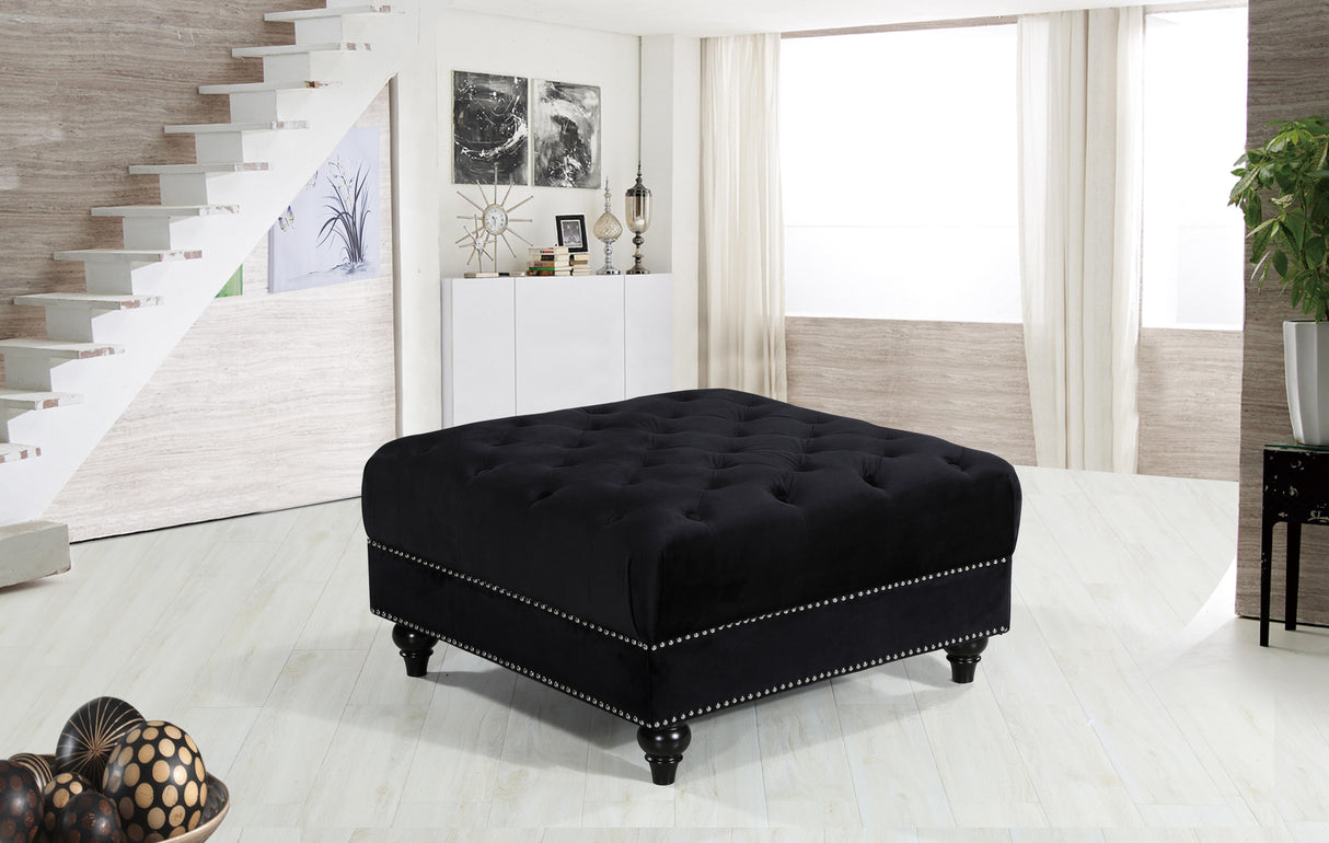 Sabrina Black Velvet Ottoman - galleria furniture outlet