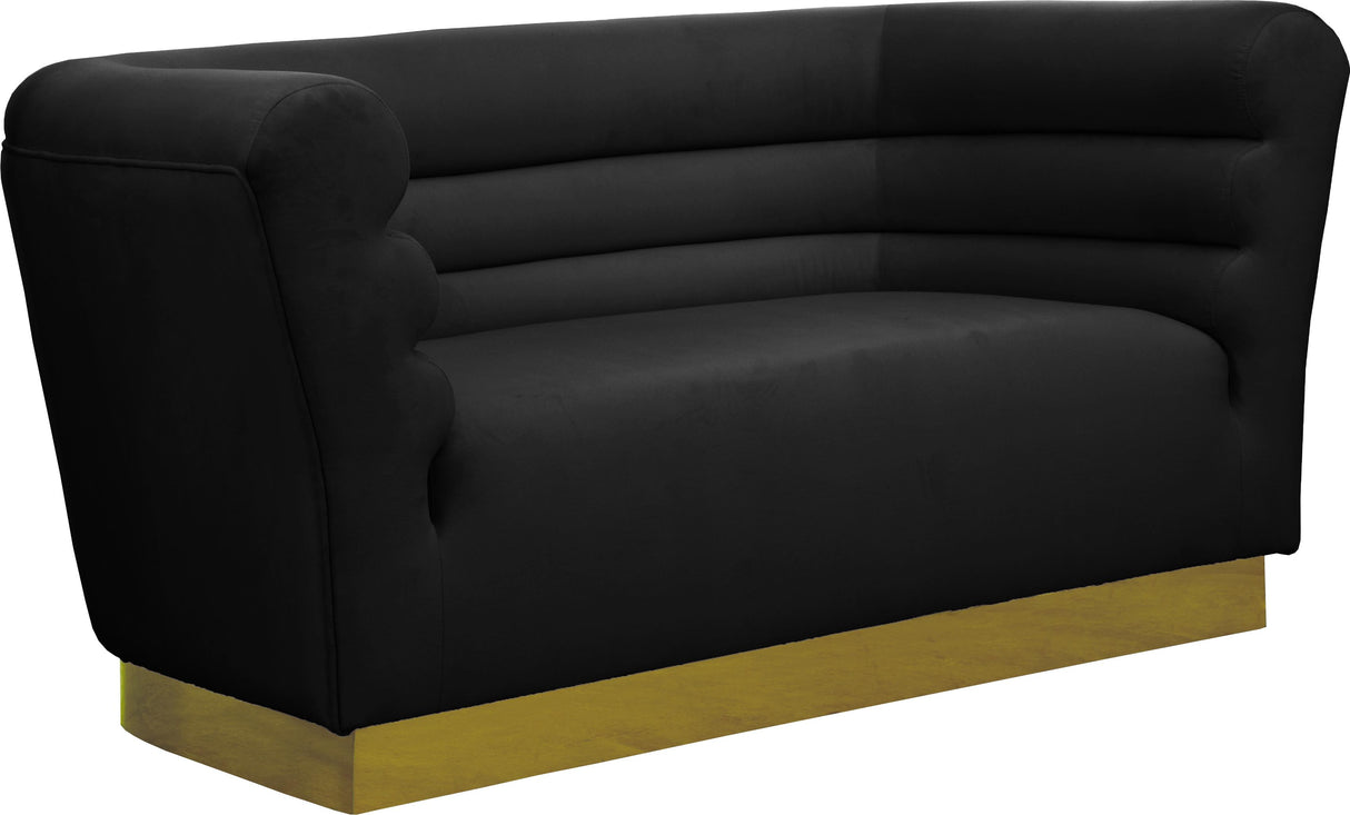 Bellini Black Velvet Loveseat - galleria furniture outlet