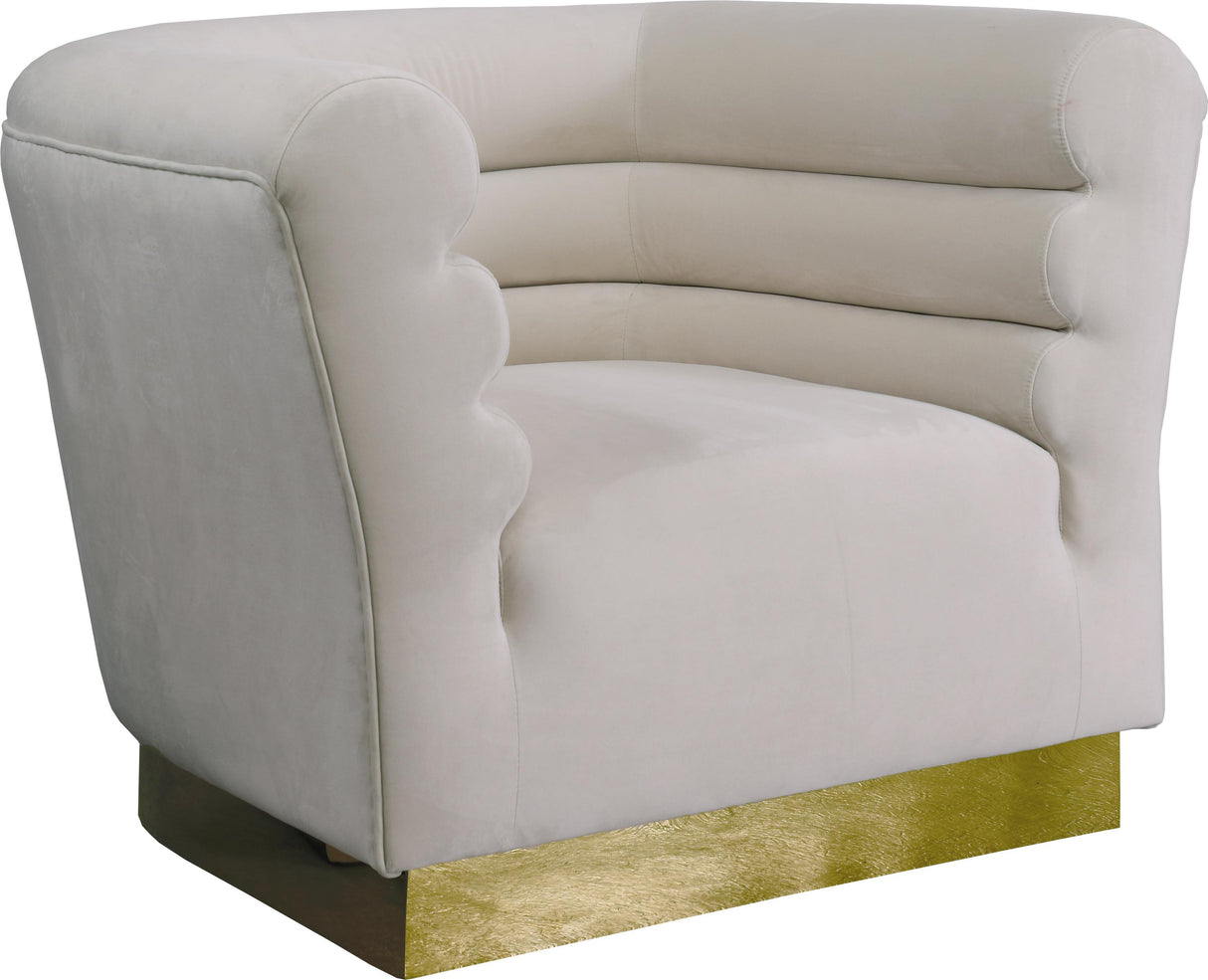 Bellini Cream Velvet Chair - galleria furniture outlet