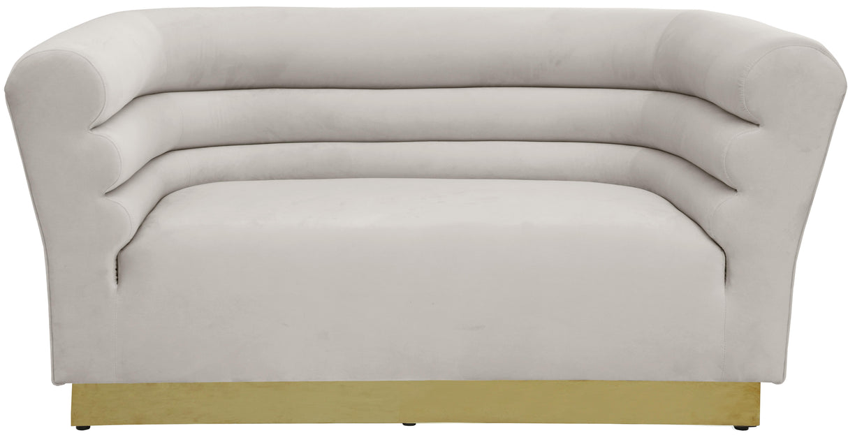 Bellini Cream Velvet Loveseat - galleria furniture outlet