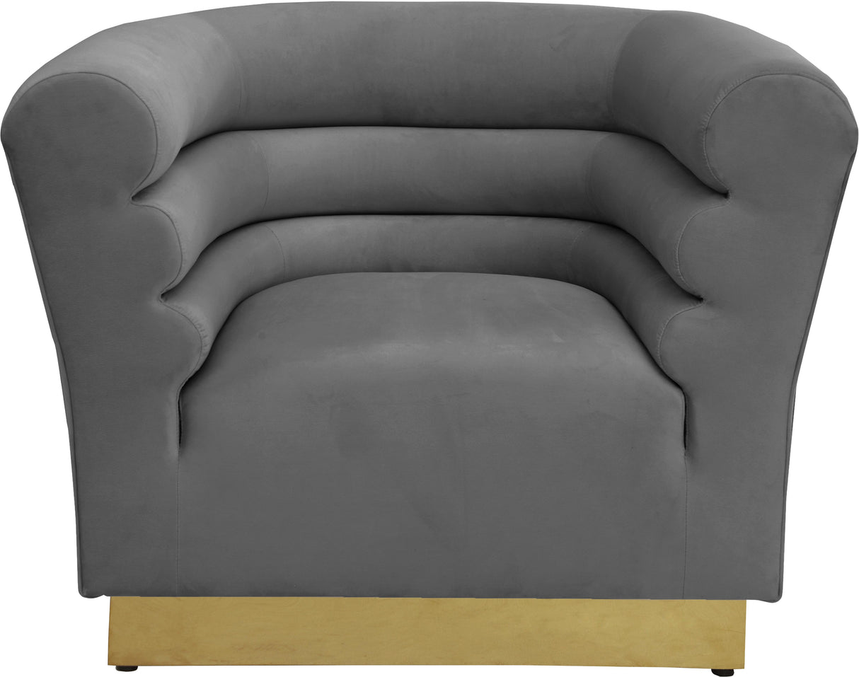 Bellini Grey Velvet Chair - galleria furniture outlet