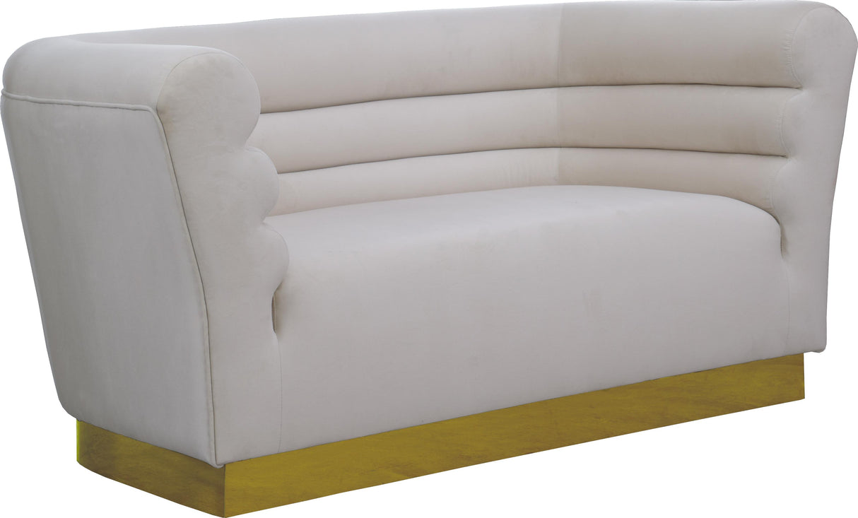 Bellini Cream Velvet Loveseat - galleria furniture outlet