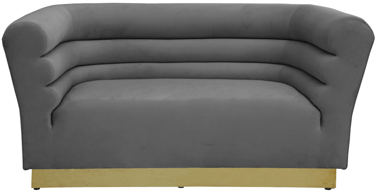 Bellini Grey Velvet Loveseat - galleria furniture outlet