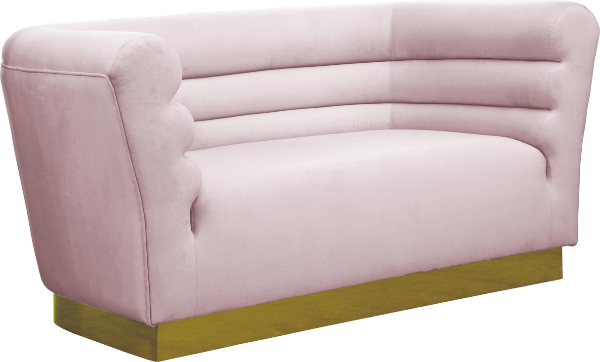 Bellini Pink Velvet Loveseat - galleria furniture outlet