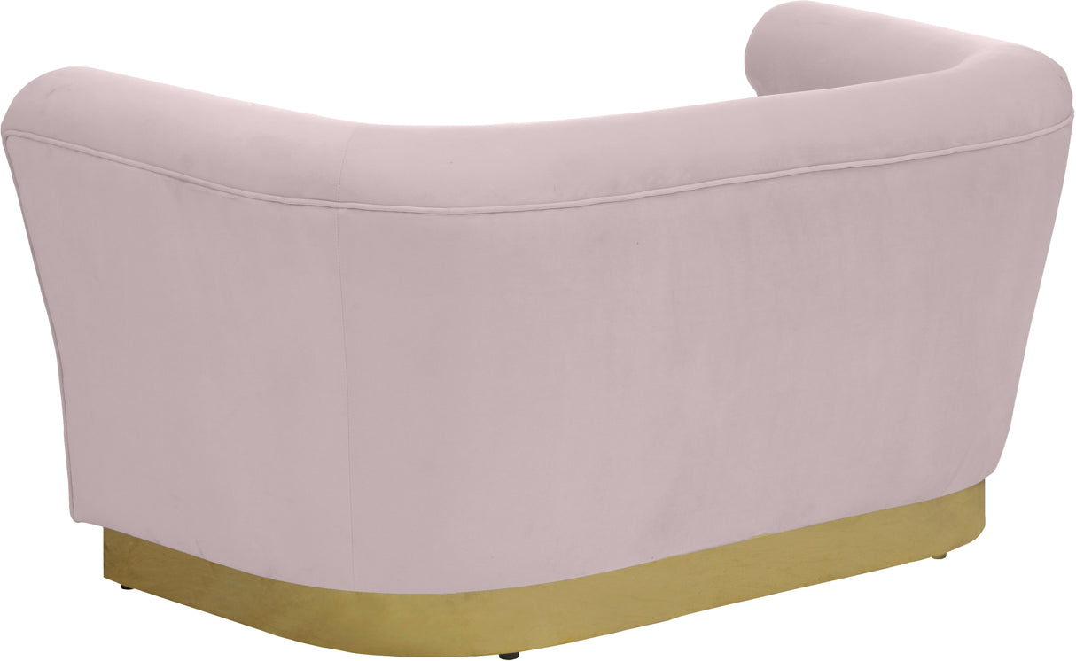 Bellini Pink Velvet Loveseat - galleria furniture outlet