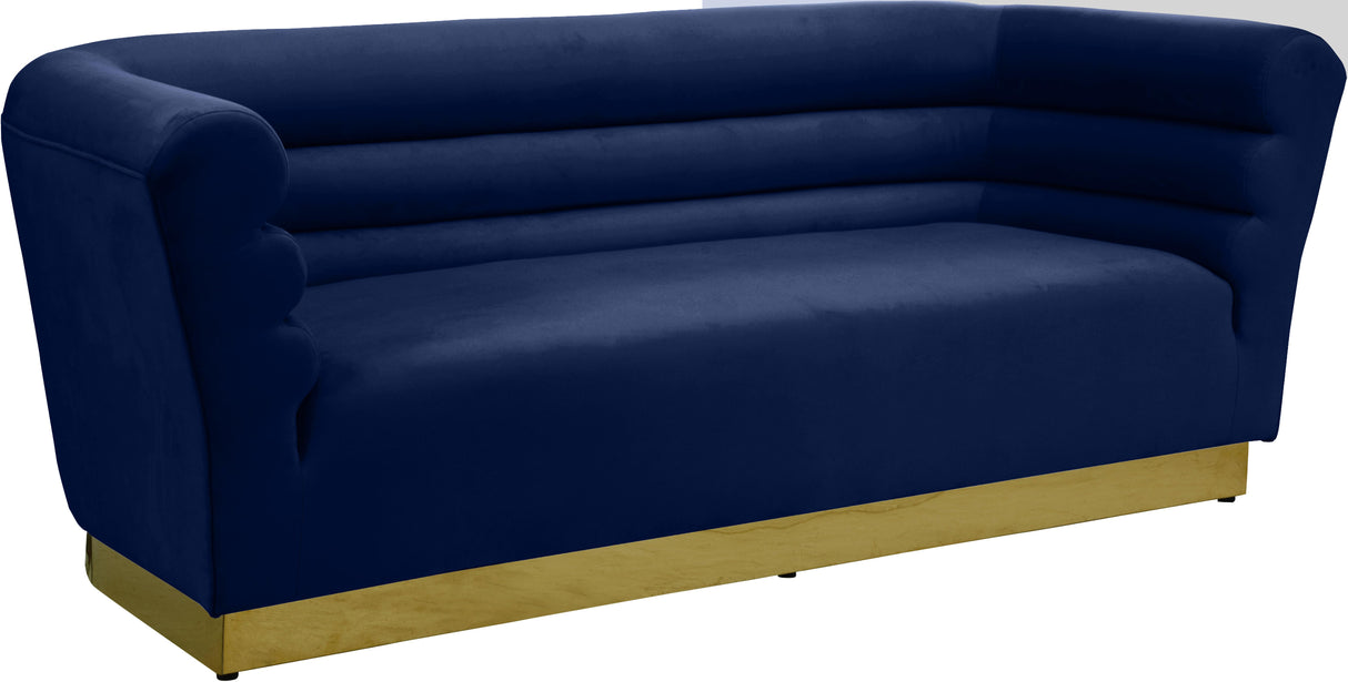 Bellini Navy Velvet Sofa - galleria furniture outlet
