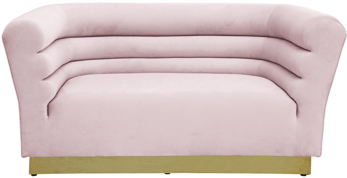 Bellini Pink Velvet Loveseat - galleria furniture outlet