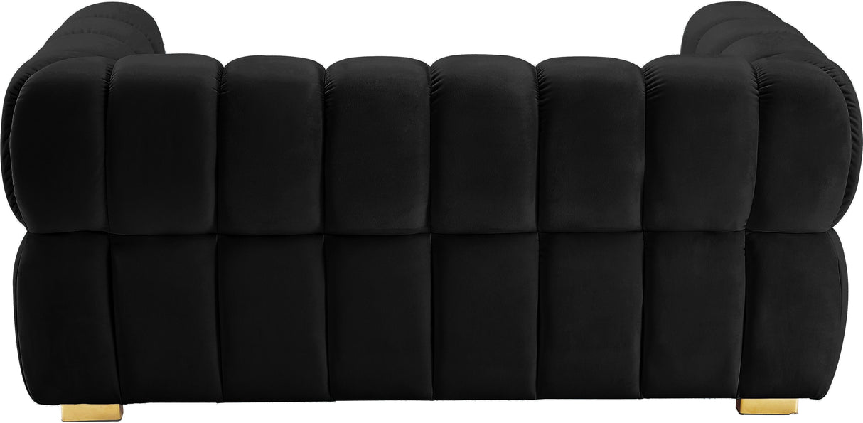 Gwen Black Velvet Loveseat - galleria furniture outlet