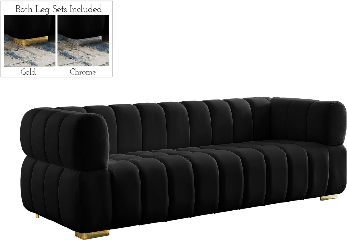Gwen Black Velvet Sofa - galleria furniture outlet