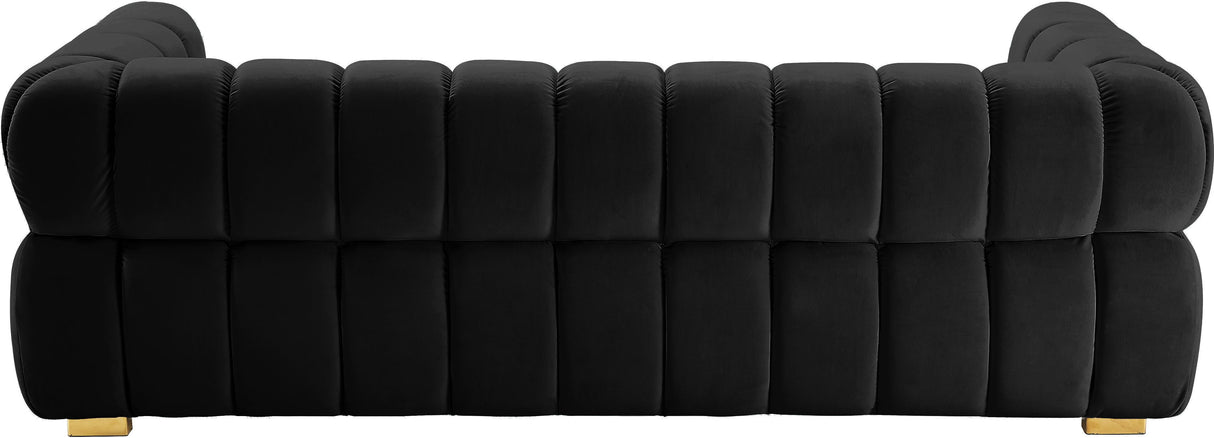 Gwen Black Velvet Sofa - galleria furniture outlet