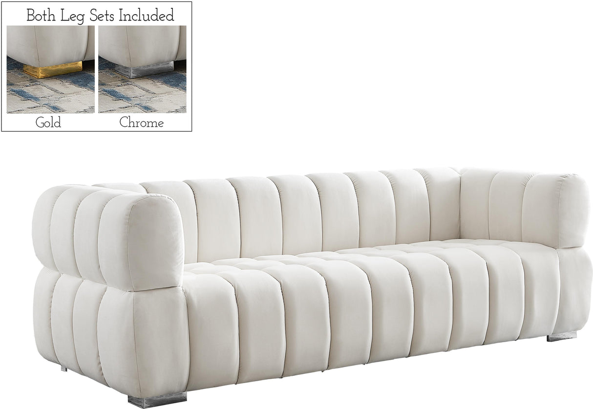 Gwen Cream Velvet Sofa - galleria furniture outlet