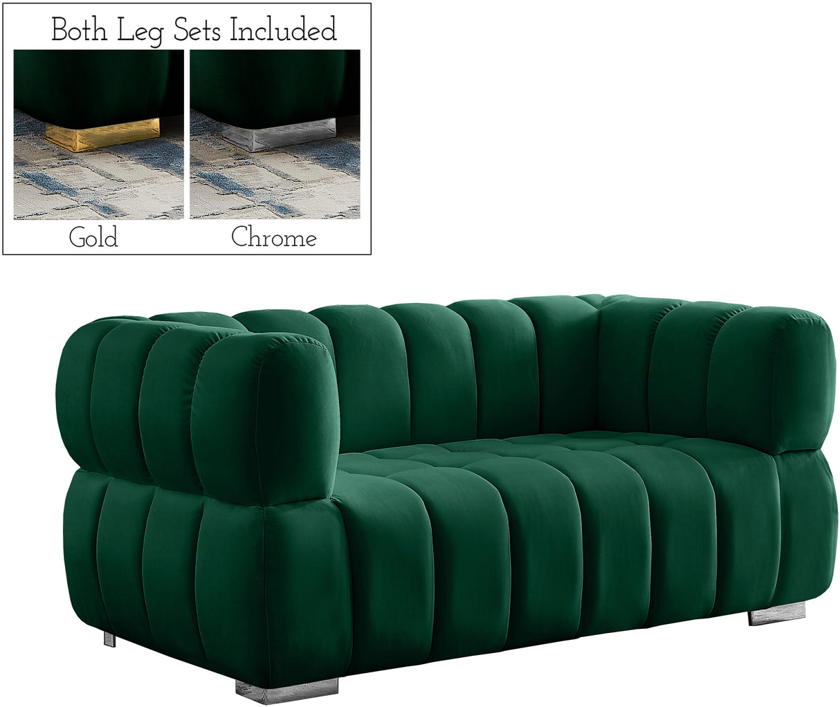 Gwen Green Velvet Loveseat - galleria furniture outlet