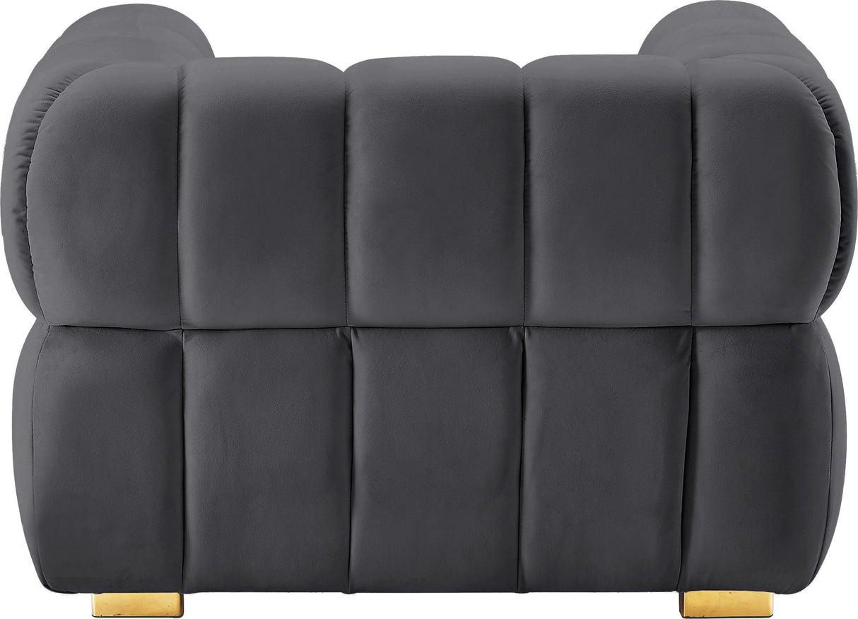 Gwen Grey Velvet Chair - galleria furniture outlet