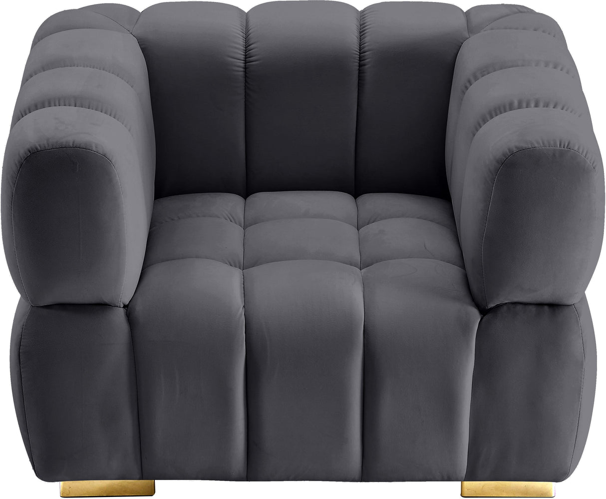 Gwen Grey Velvet Chair - galleria furniture outlet