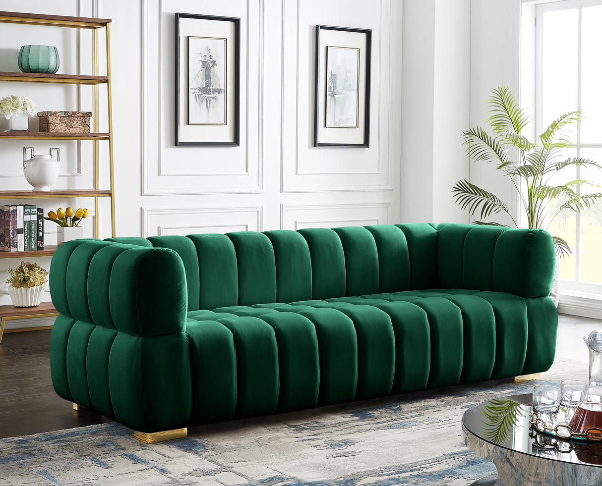 Gwen Green Velvet Sofa - galleria furniture outlet