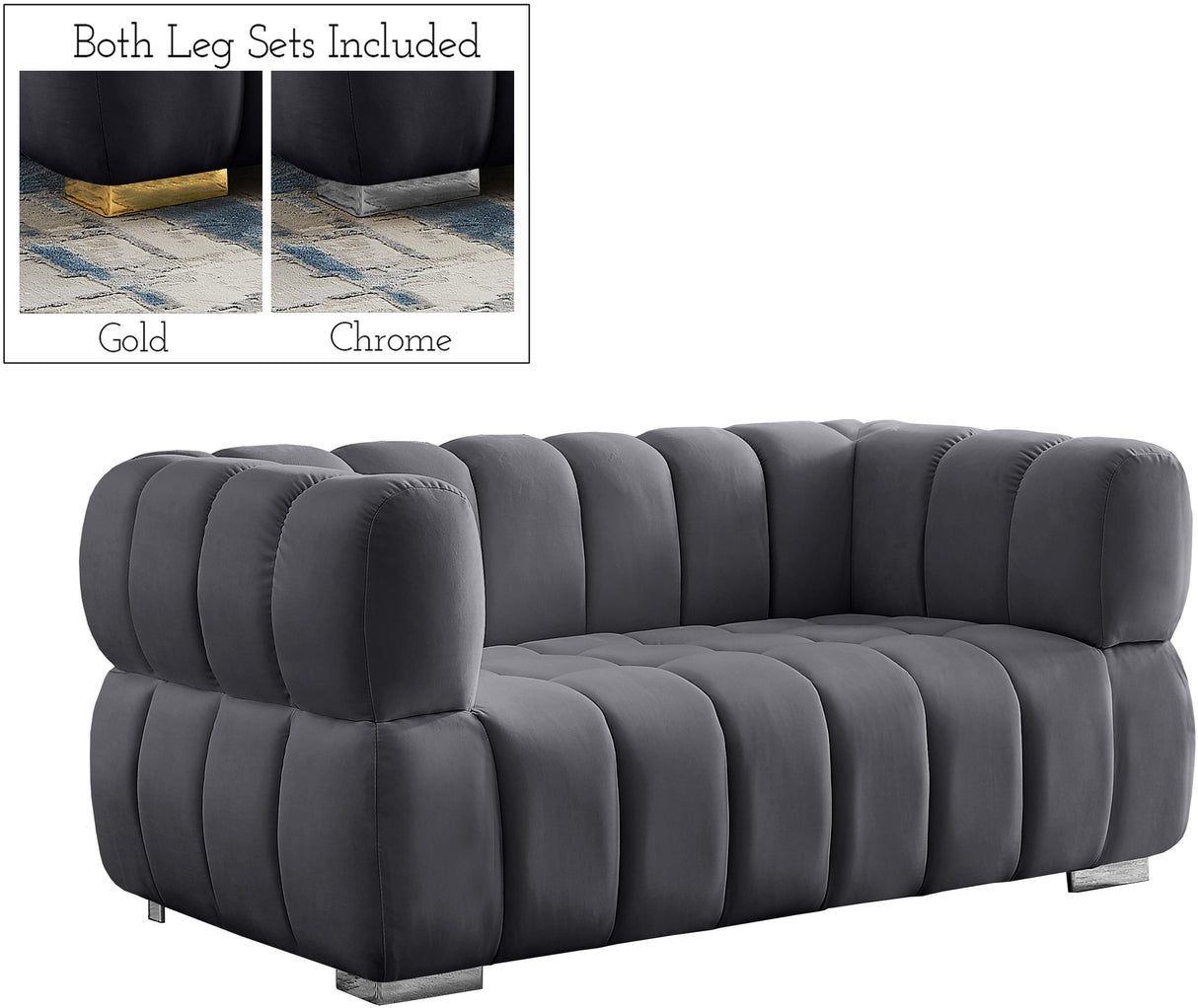Gwen Grey Velvet Loveseat - galleria furniture outlet