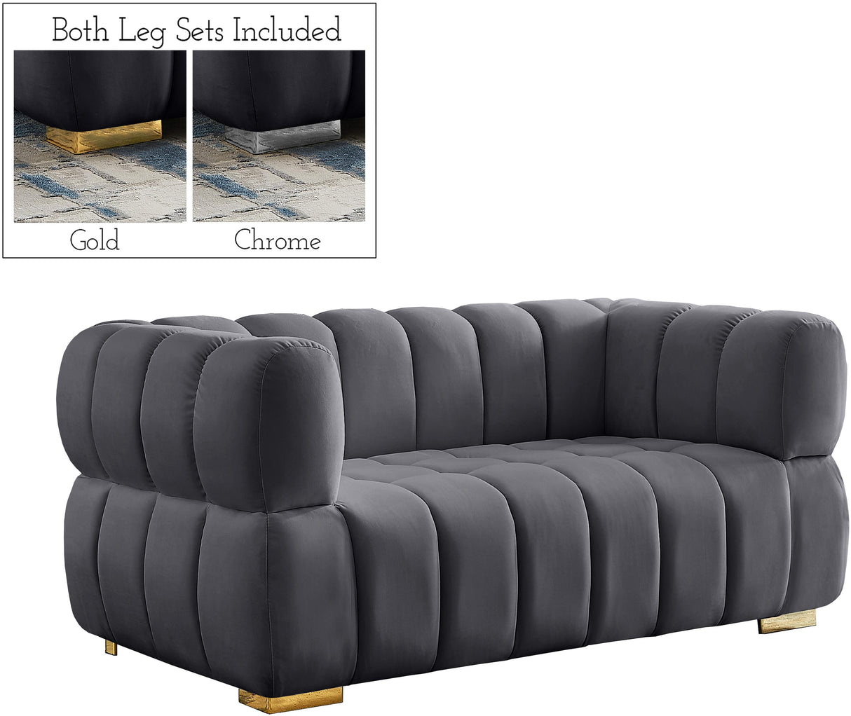 Gwen Grey Velvet Loveseat - galleria furniture outlet