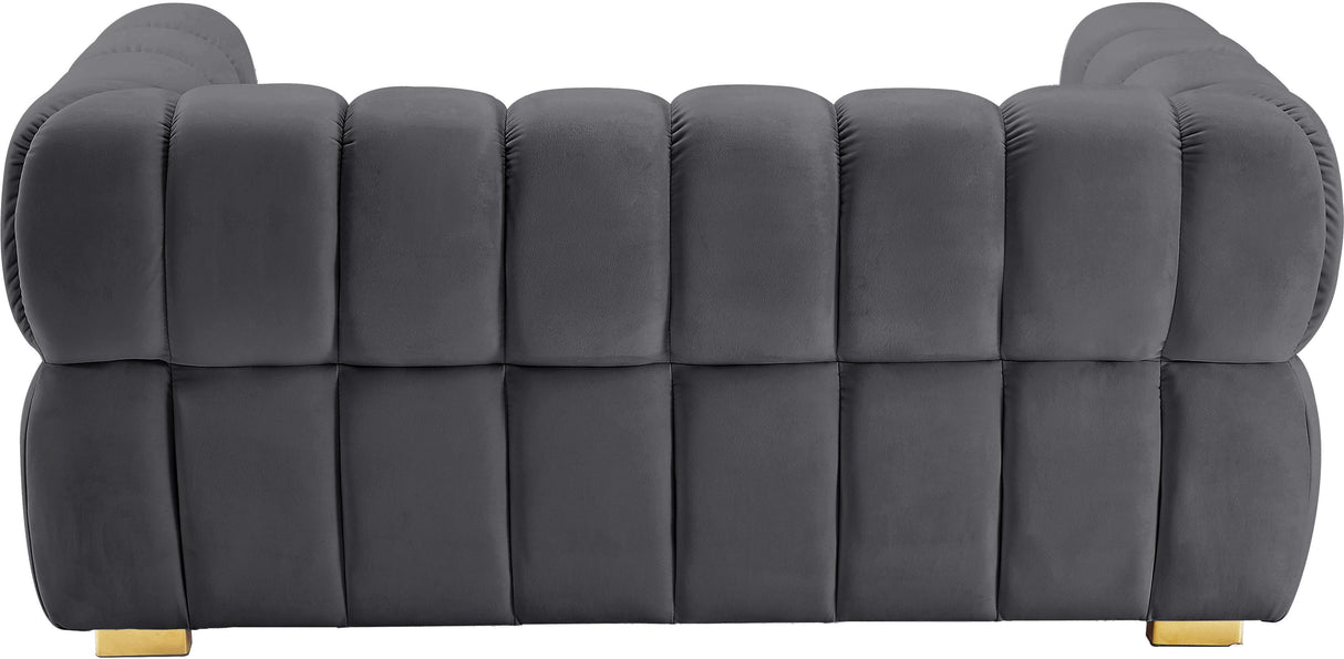 Gwen Grey Velvet Loveseat - galleria furniture outlet