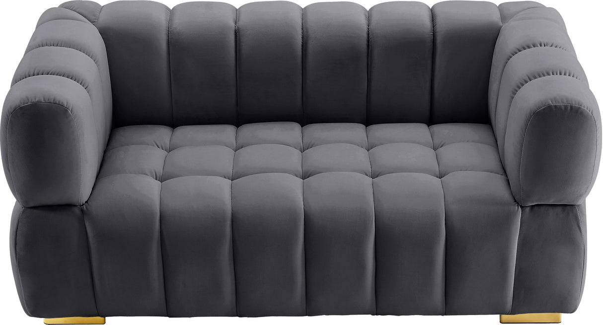 Gwen Grey Velvet Loveseat - galleria furniture outlet