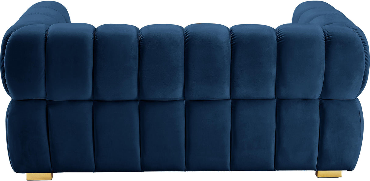 Gwen Navy Velvet Loveseat - galleria furniture outlet