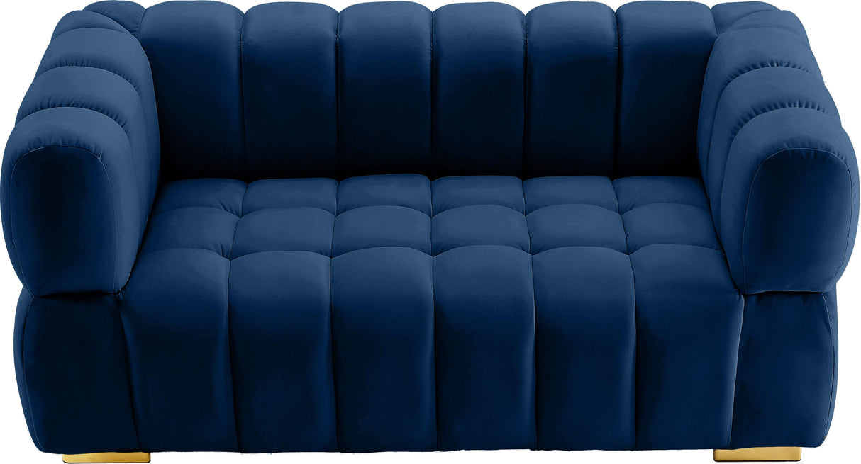 Gwen Navy Velvet Loveseat - galleria furniture outlet