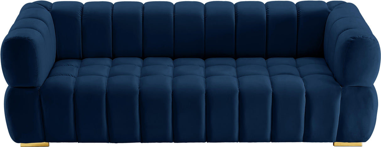 Gwen Navy Velvet Sofa - galleria furniture outlet