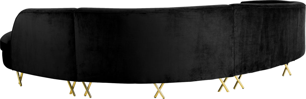 Serpentine Black Velvet 3pc. Sectional - galleria furniture outlet