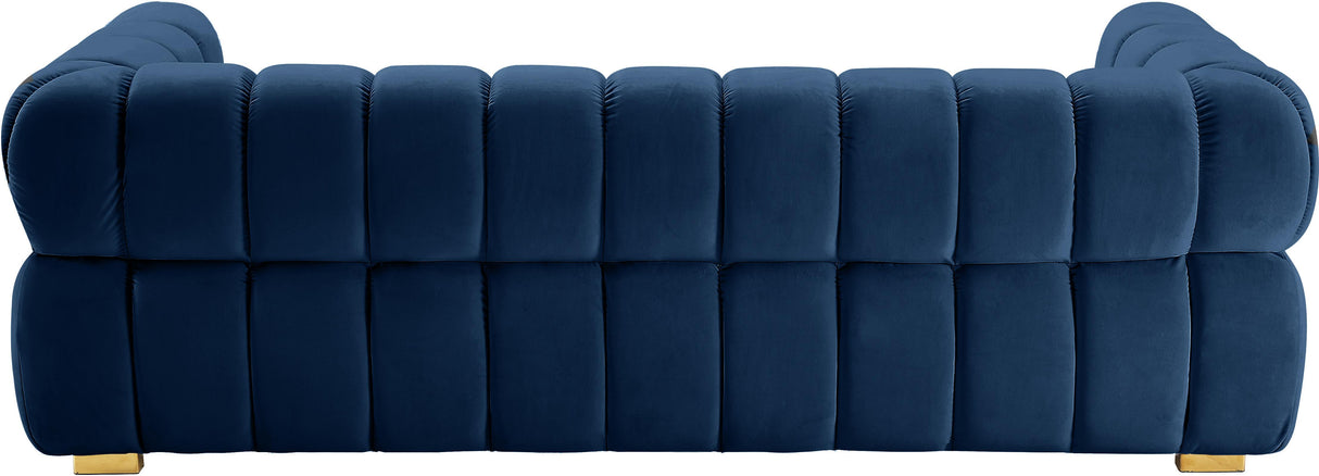 Gwen Navy Velvet Sofa - galleria furniture outlet