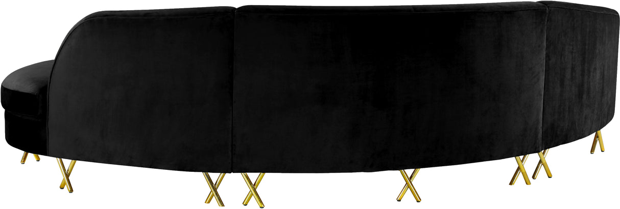 Serpentine Black Velvet 3pc. Sectional - galleria furniture outlet