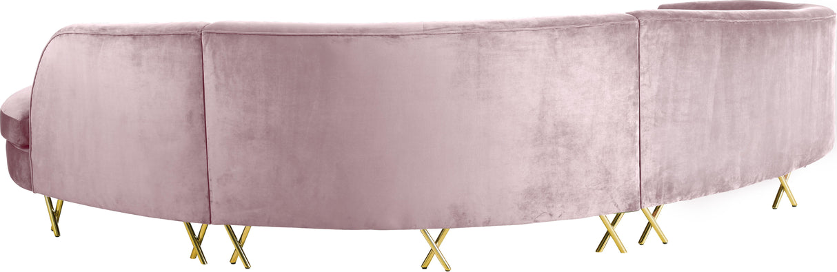 Serpentine Pink Velvet 3pc. Sectional - galleria furniture outlet
