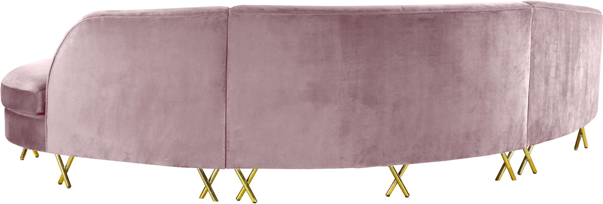Serpentine Pink Velvet 3pc. Sectional - galleria furniture outlet