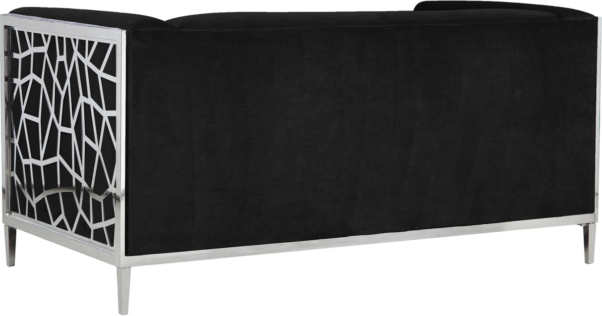 Opal Black Velvet Loveseat - galleria furniture outlet