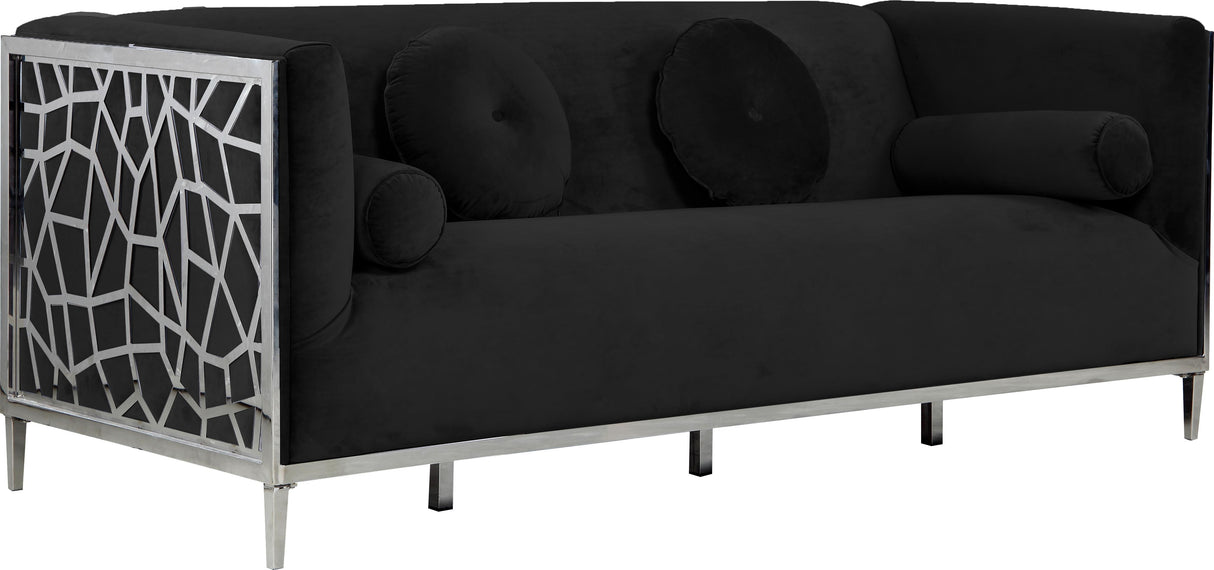 Opal Black Velvet Sofa - galleria furniture outlet