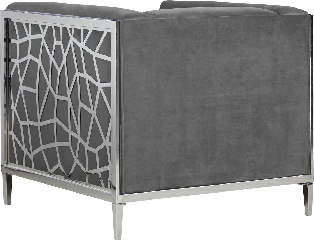 Opal Grey Velvet Chair - galleria furniture outlet