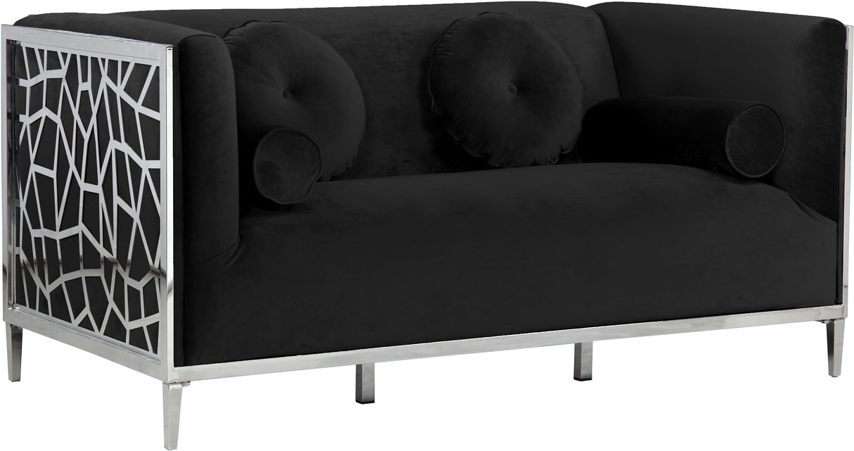 Opal Black Velvet Loveseat - galleria furniture outlet